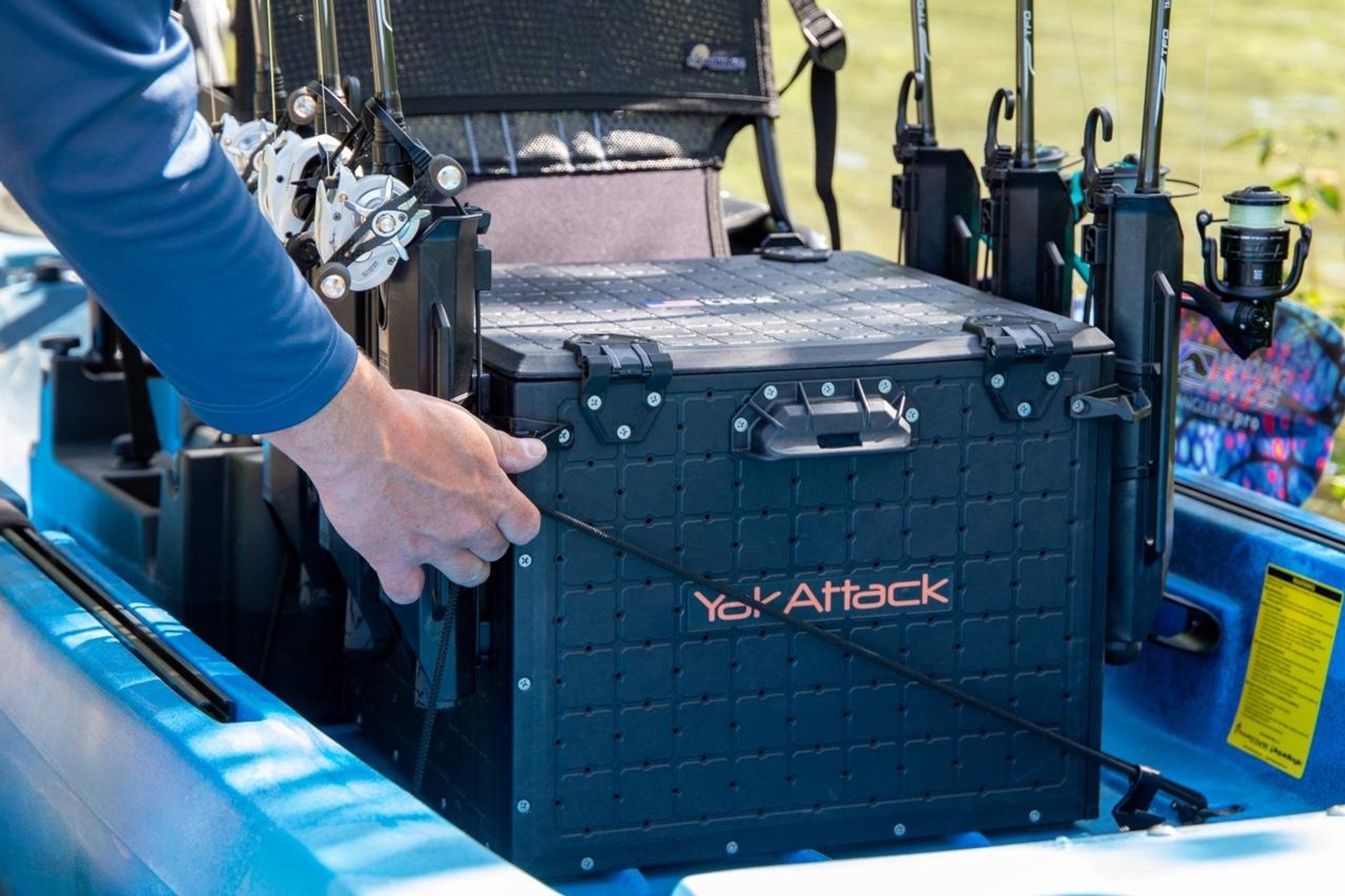 best tackle boxes for a blackpak YakAttack Pro 13" x 13" Fishing Crate with 3 Rod Holders - Battleship Grey | Compact Storage Box & Gear Organizer Kayaks Introducing the completely redesigned BlackPak Pro Best Kayak Crates For 2026